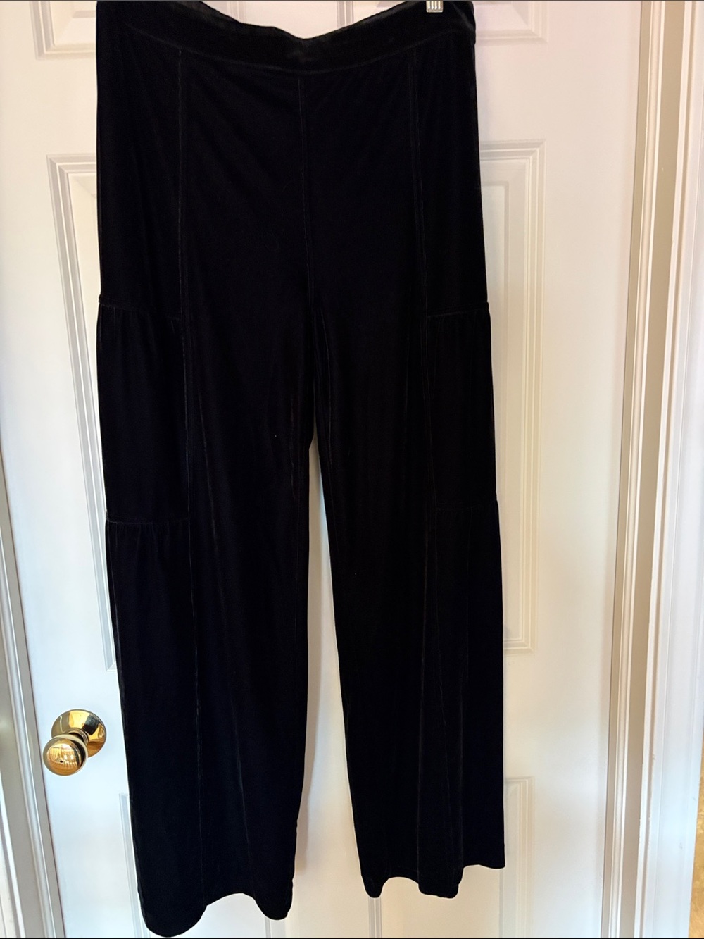 Soft Surroundings Black Velvet Wide-Leg Pants
